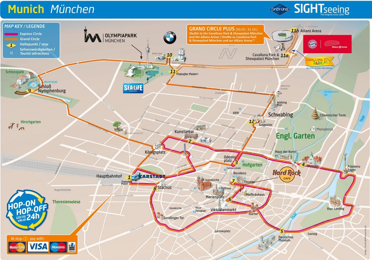Munich Hop On Hop Off bus tours map