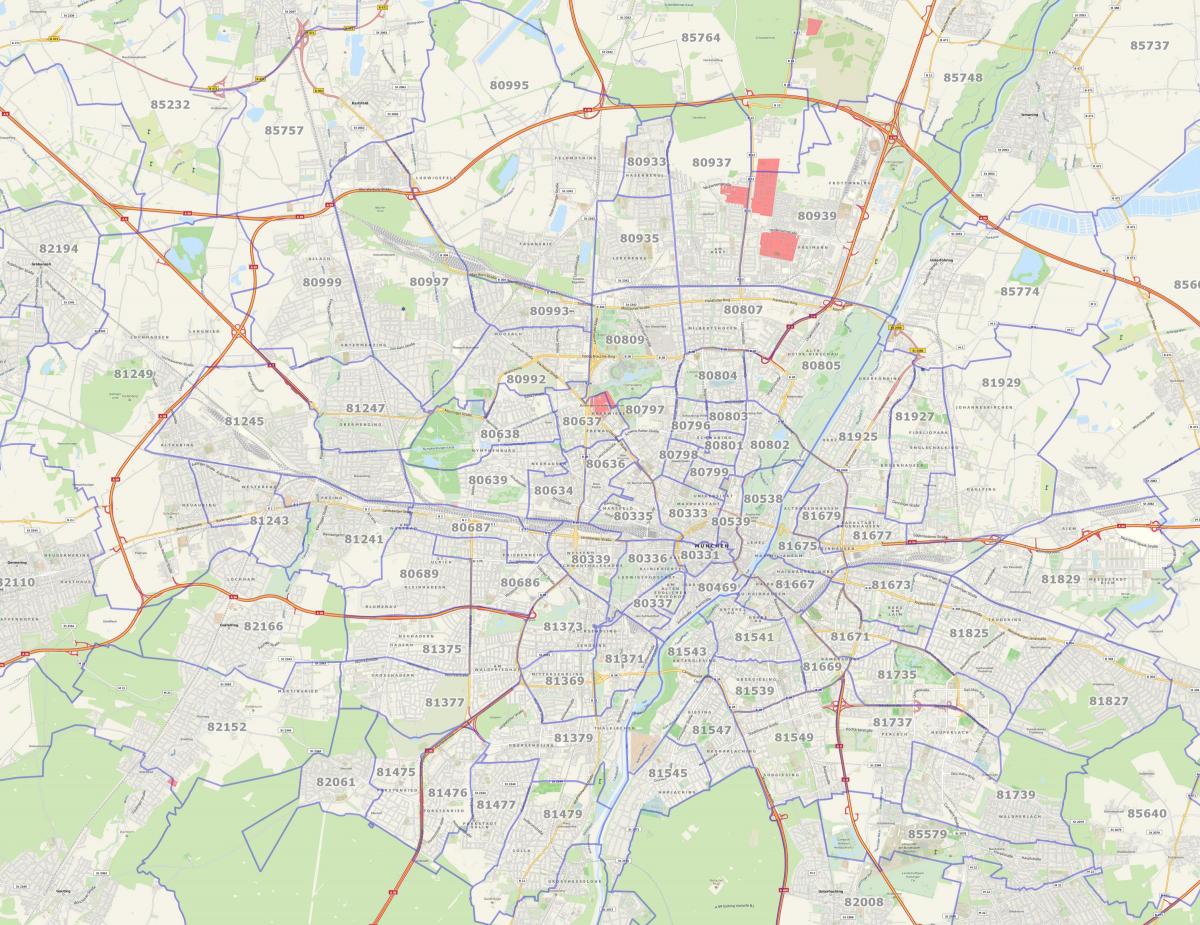 Map Of Munich Postcode Zip Code And Postcodes Of Munich